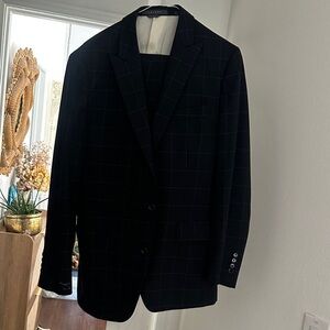 Sophisticated Black Checkered Men's Suit